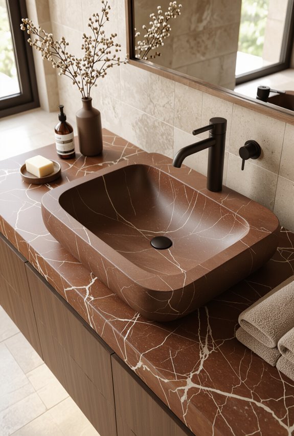 brownstone sinks enhance warmth