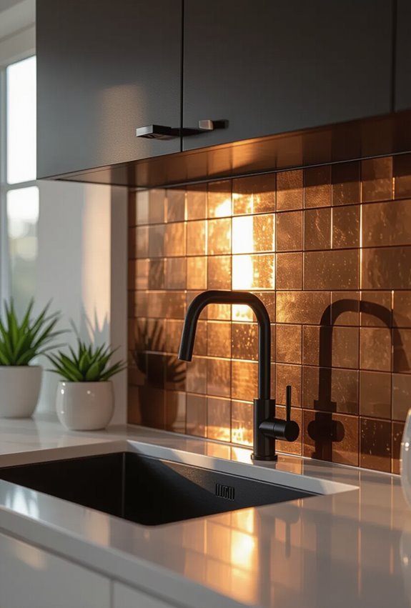 brushed brass and hammered copper
