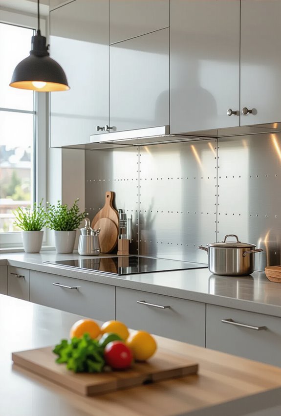 budget friendly industrial metal backsplash