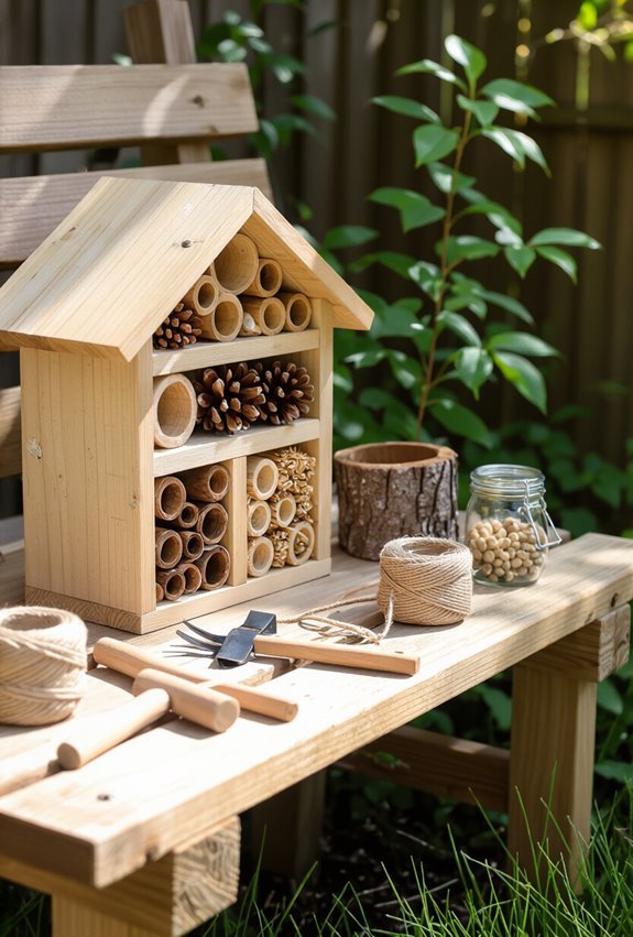 build labeled insect shelters together