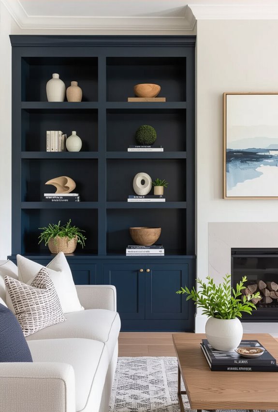 built in bookcase accent wall