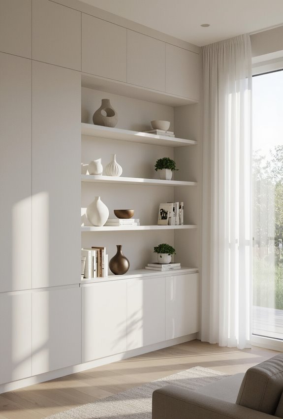 built in cabinetry hides clutter