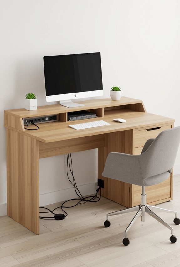 built in cable management desks