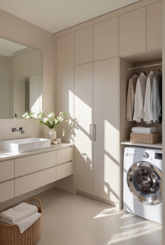 built in concealed laundry storage