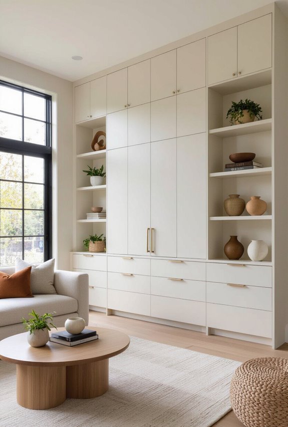 built in cupboard feature wall
