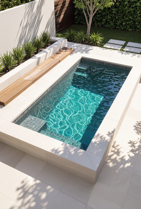 built in curved floating benches
