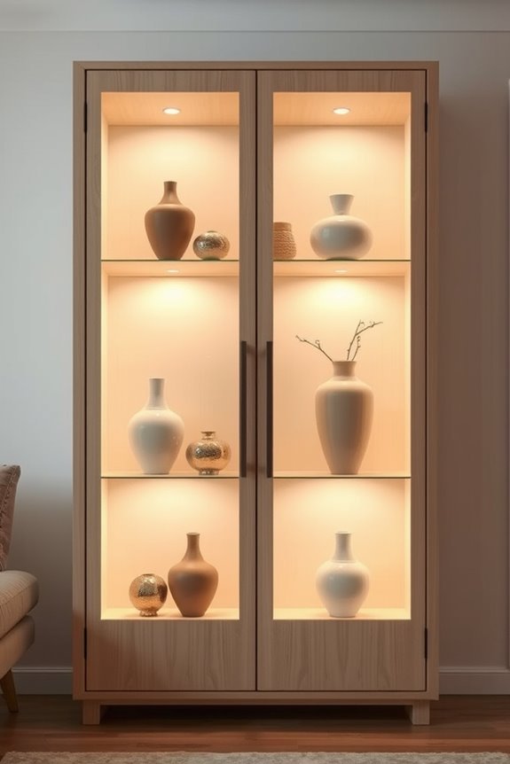 built in display cabinet lighting