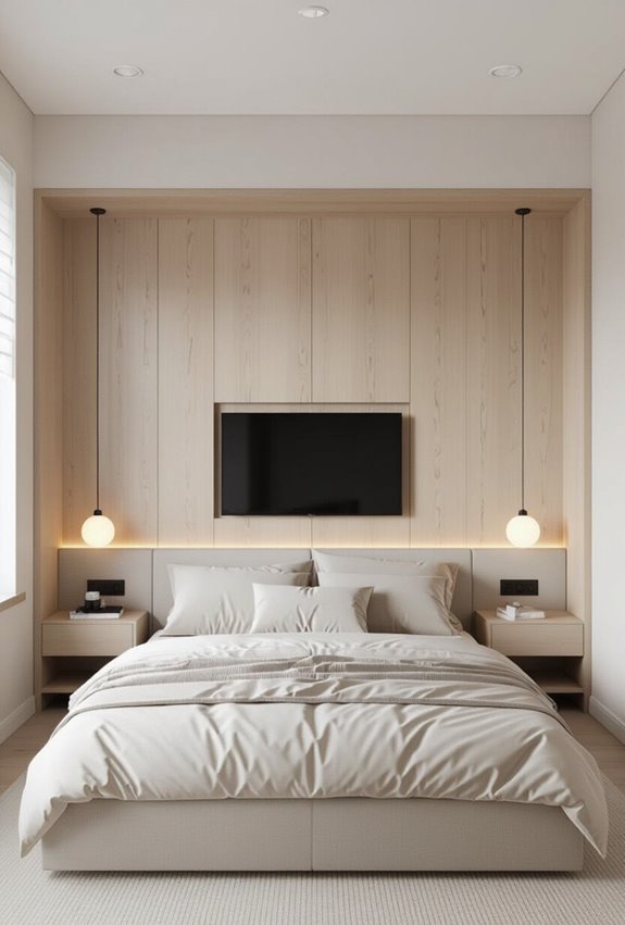 built in headboard tv integration