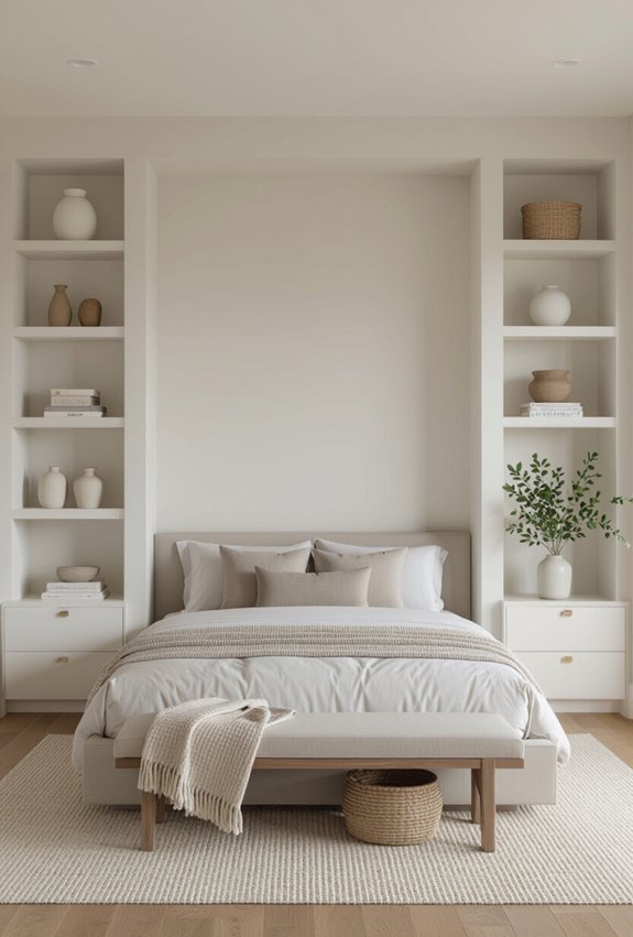built in headboard with shelving
