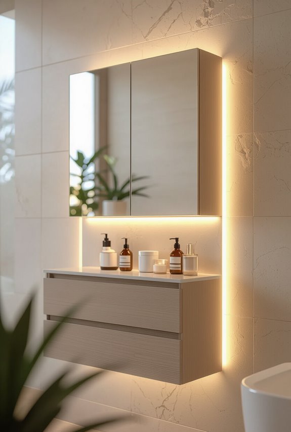 built in led illuminated cabinets