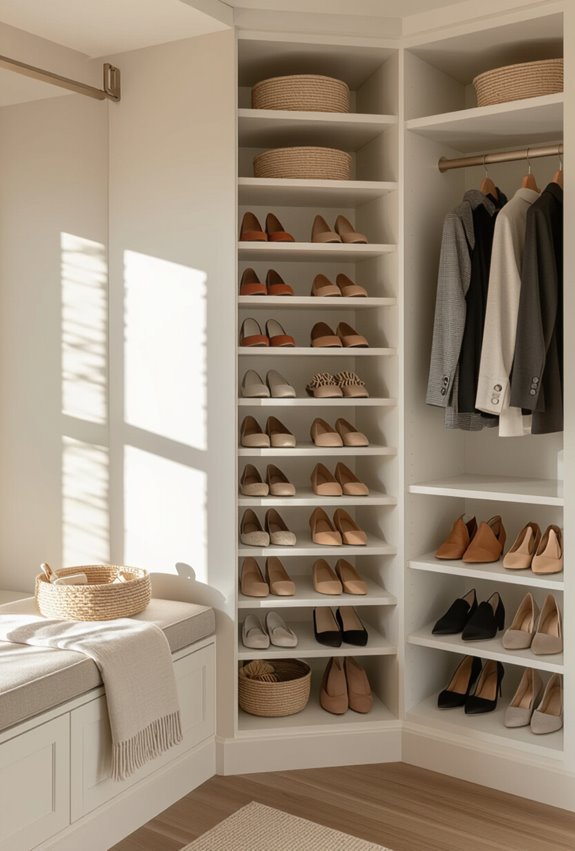 built in organized shoe storage