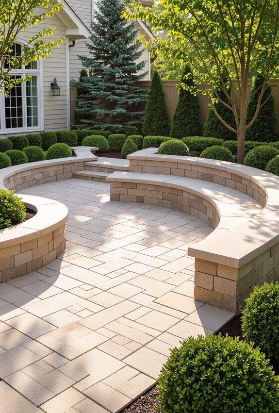 built in paver seating walls