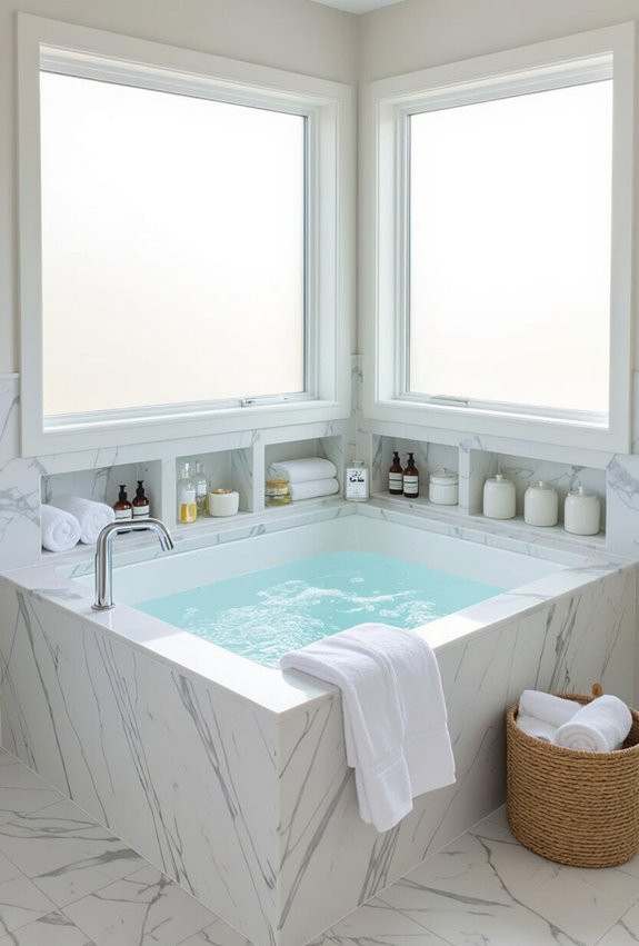 built in recessed bath storage