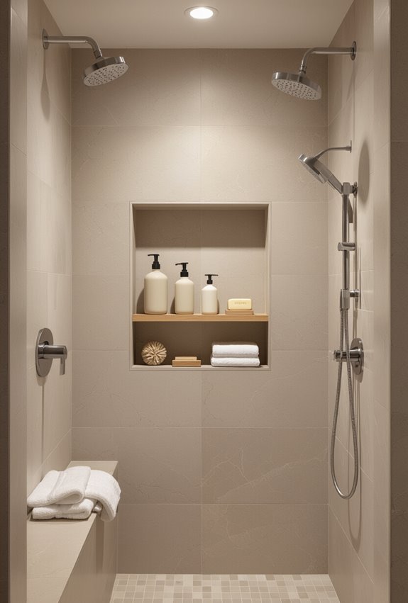 built in recessed shower storage