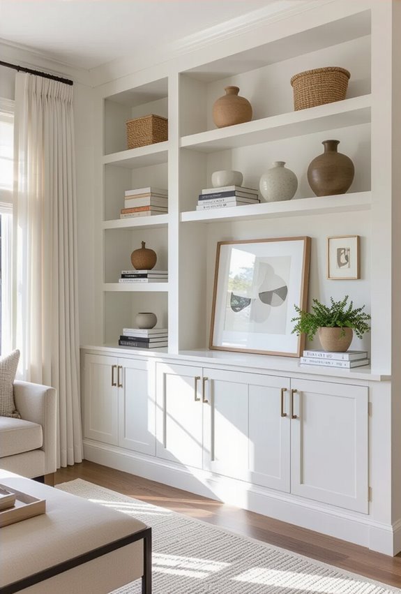 built in shelves with lighting