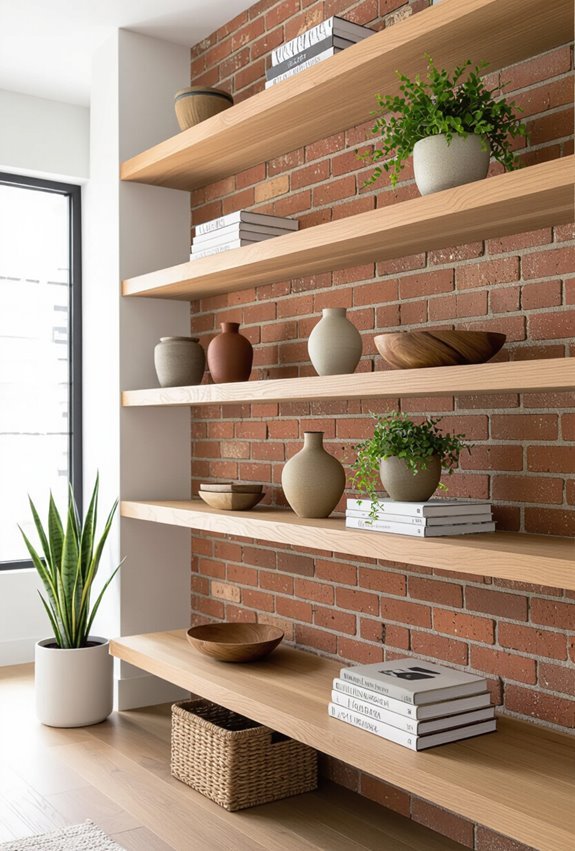 built in shelving for brick