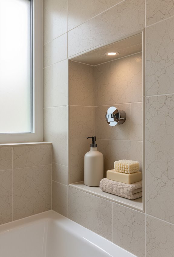 built in shower storage niches