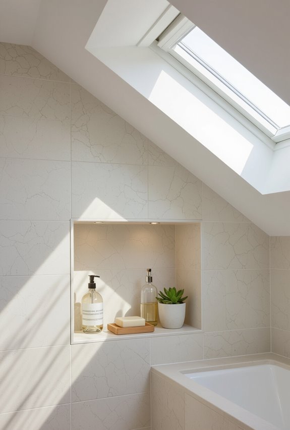 built in slanted wall niche