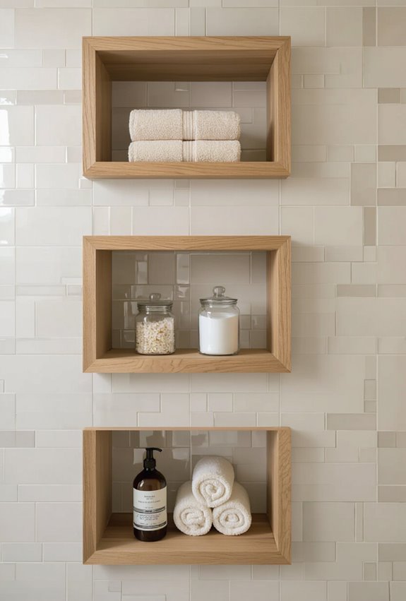 built in tiled bathroom niches