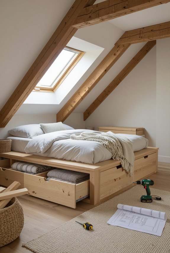 built in underbed storage drawers