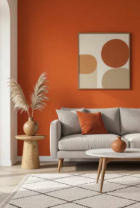 burnt orange mid century flair