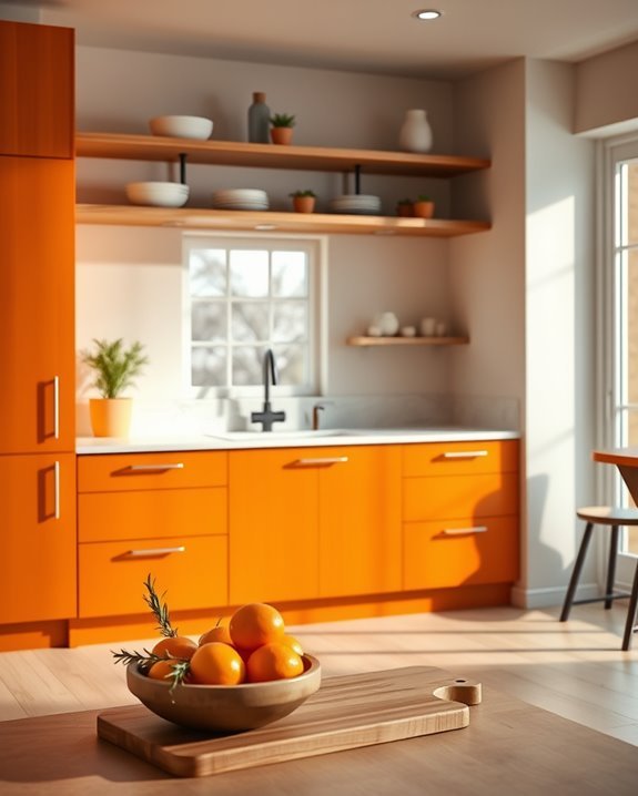 burnt orange scandinavian kitchen