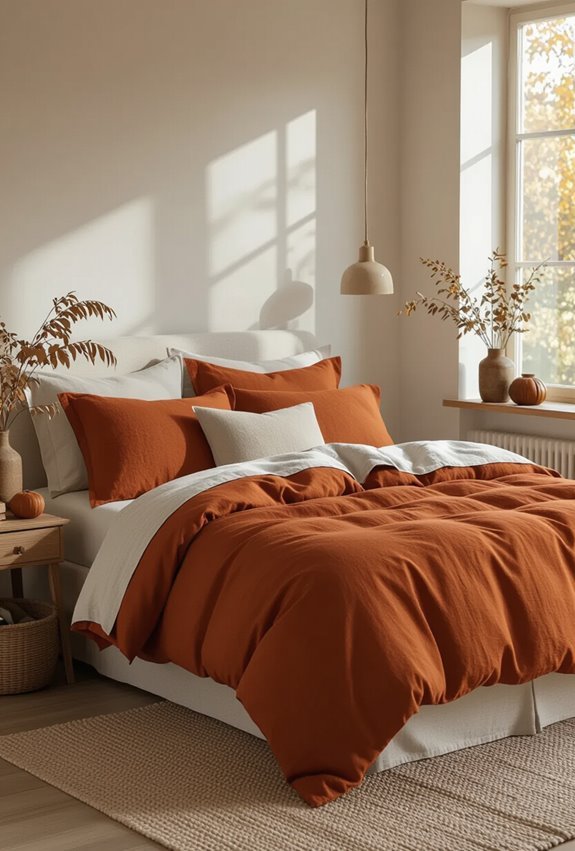 burnt sienna autumnal rustic bedding