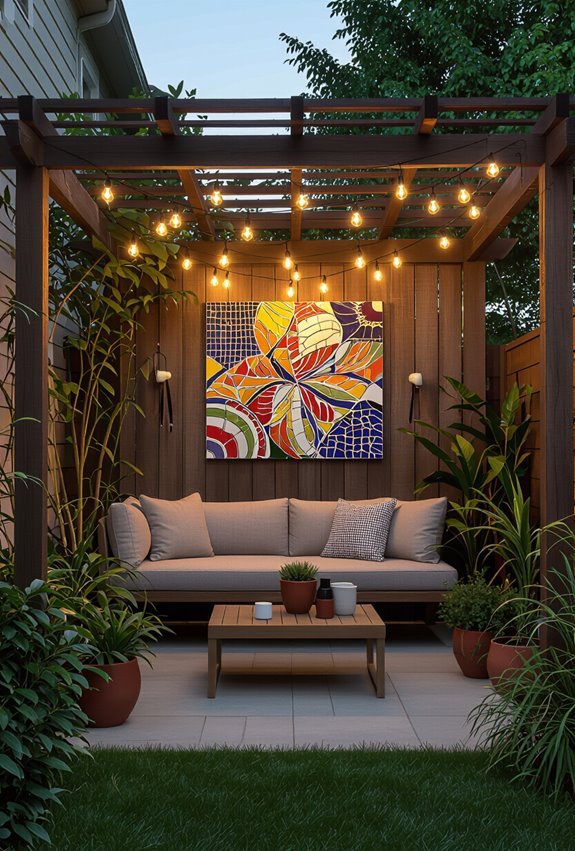 cafe lit artistic backyard retreat