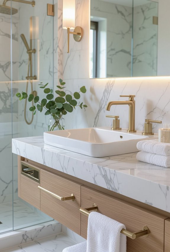 calacatta marble with brass