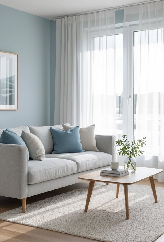 calm airy sky blue livingroom