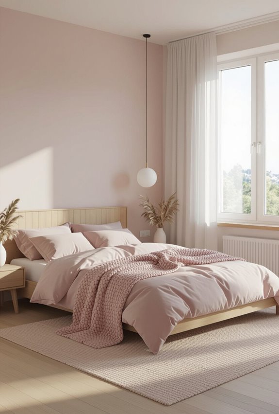 calm chic pink minimalist bedroom