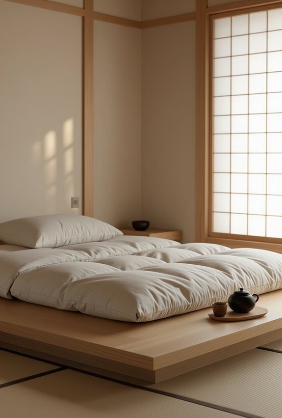 calm minimalist japanese bedroom