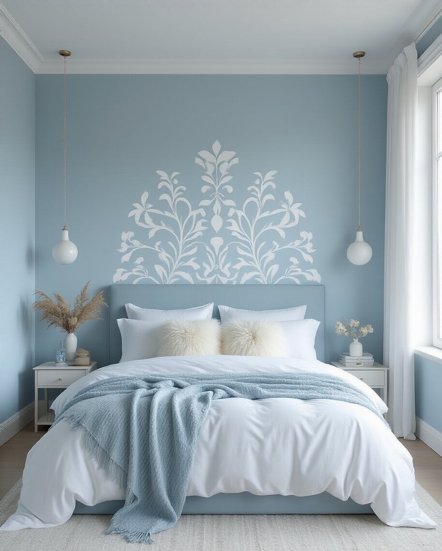 calming blue and white