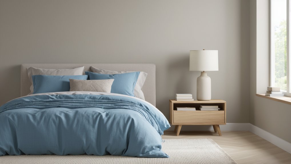 calming muted blue greige