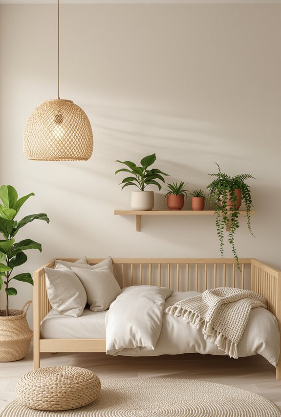 calming natural textured kids room