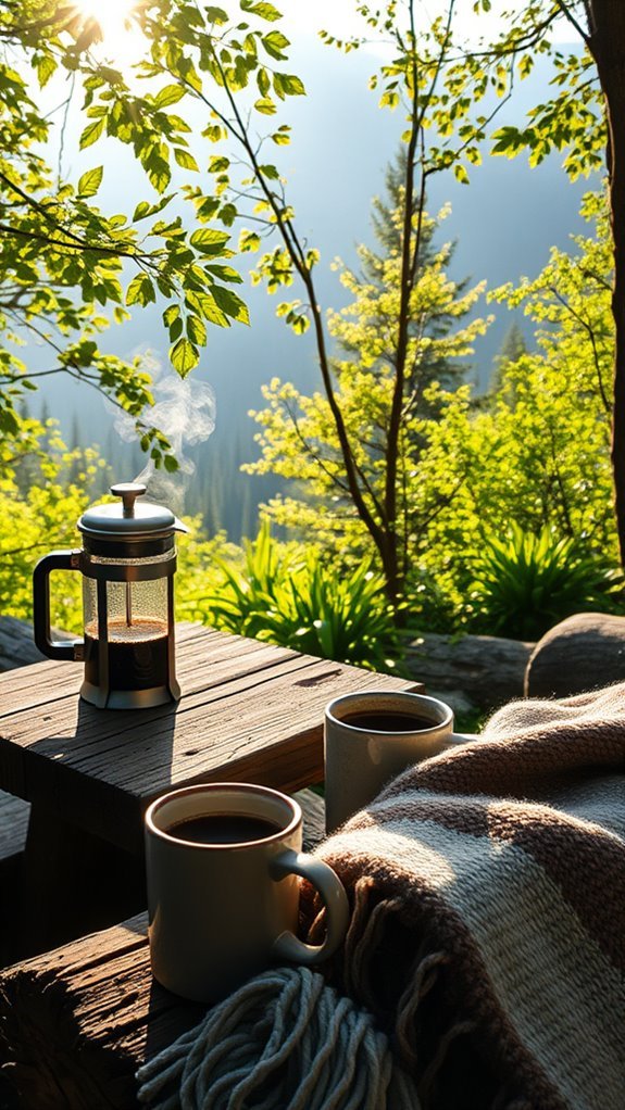camping coffee essentials setup