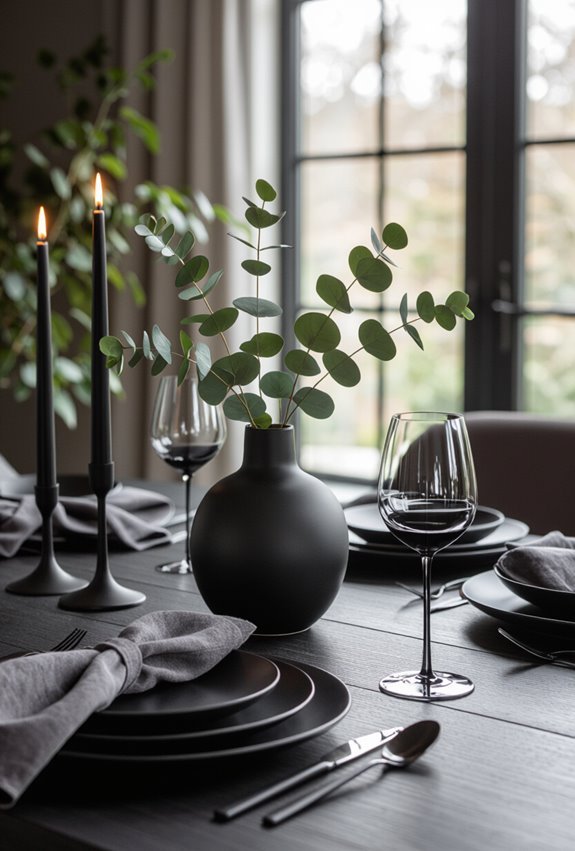 candlelit intimate black table