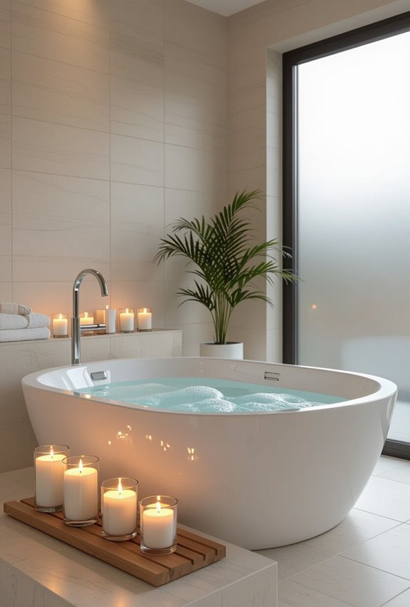 candles create calming bathtime ambience