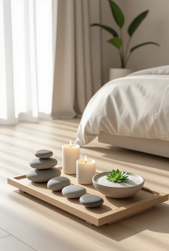 candles stones layered serenity