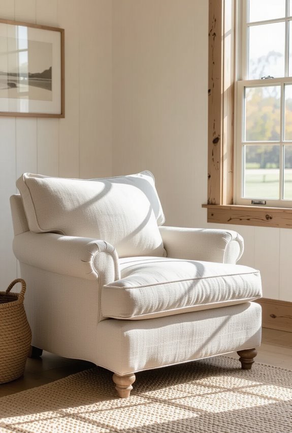 caned linen slipcovered cornerchair