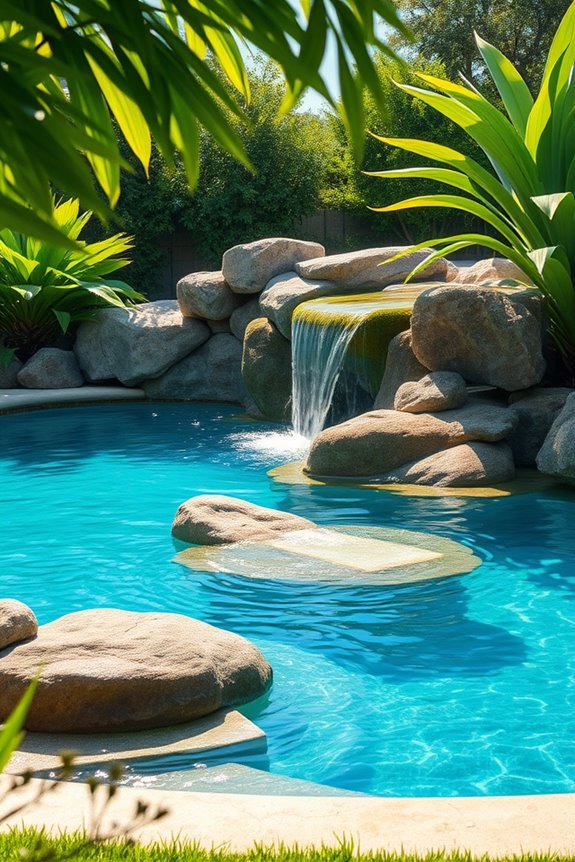 cascading natural stone waterfall