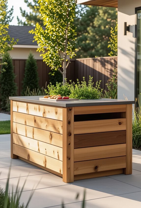 cedar planter grill prep station
