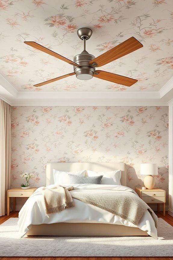 ceiling fan and wallpaper harmony