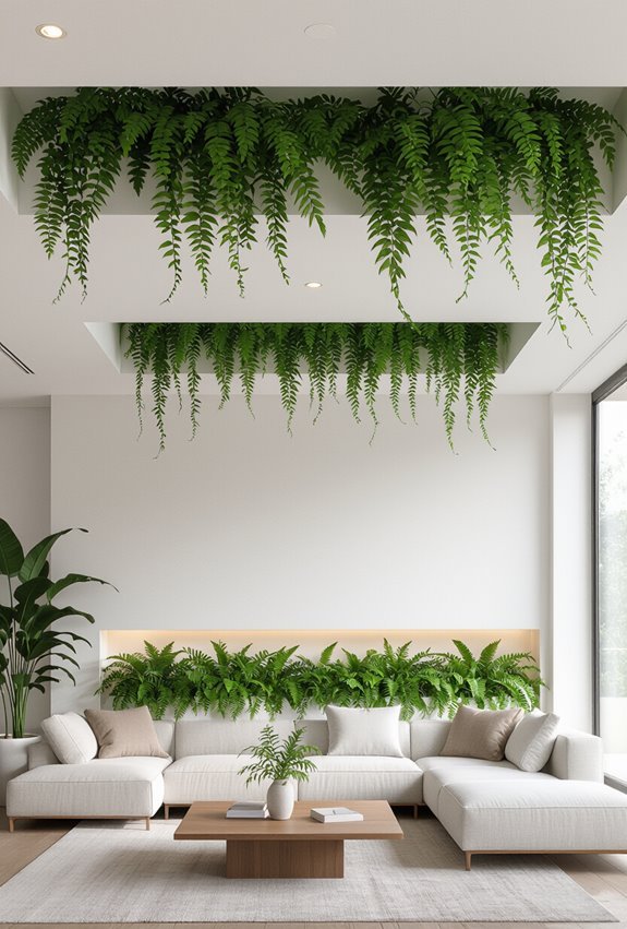 ceiling integrated hanging planter design