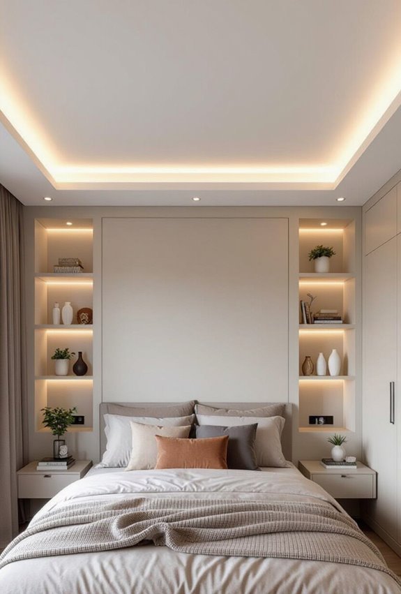ceiling integrated recessed storage design