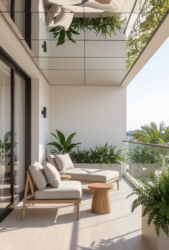 ceiling mirror panels enlarge space
