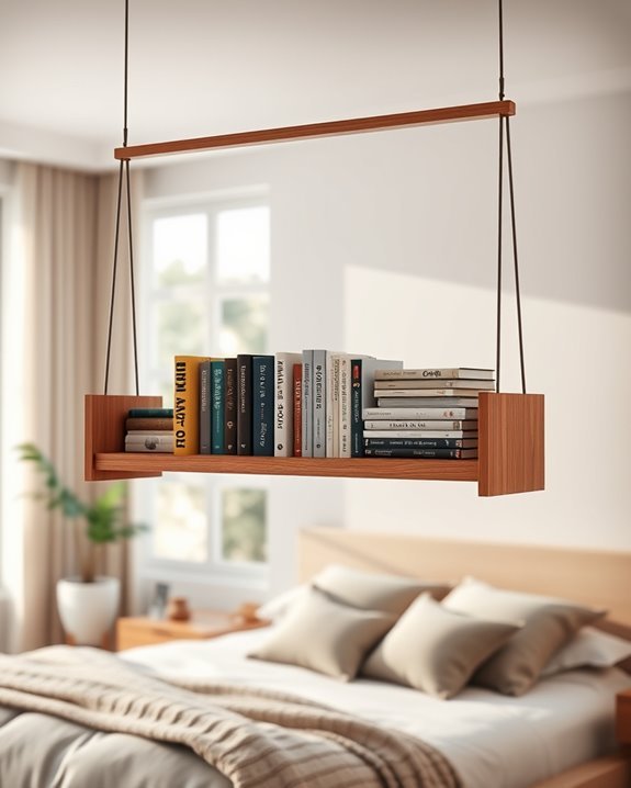 ceiling mounted stylish bookshelf display