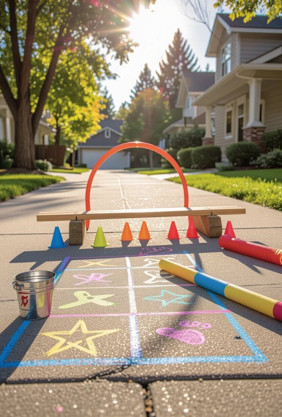 chalk murals and obstacle course