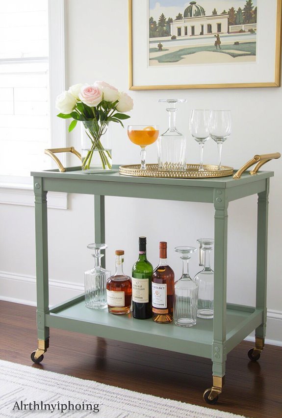 chalk painted cart with metallics