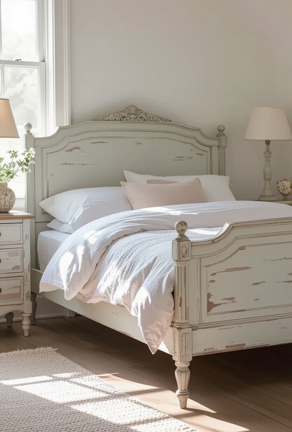chalk painted distressed shabby bed